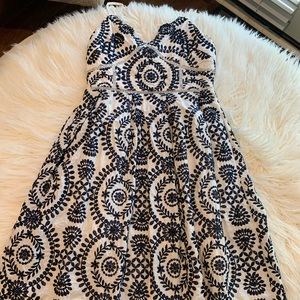 Navy and White Midi Dress